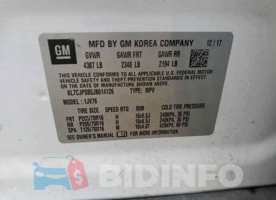 KL7CJPSB5JB614126 Photo# 13