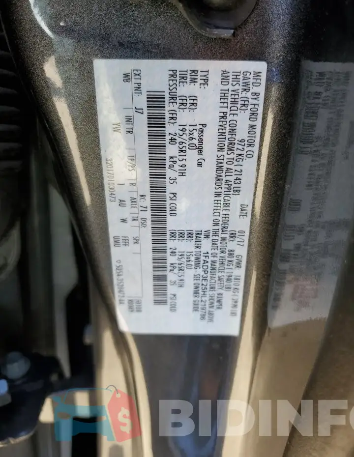 1FADP3E25HL219786 Photo# 12