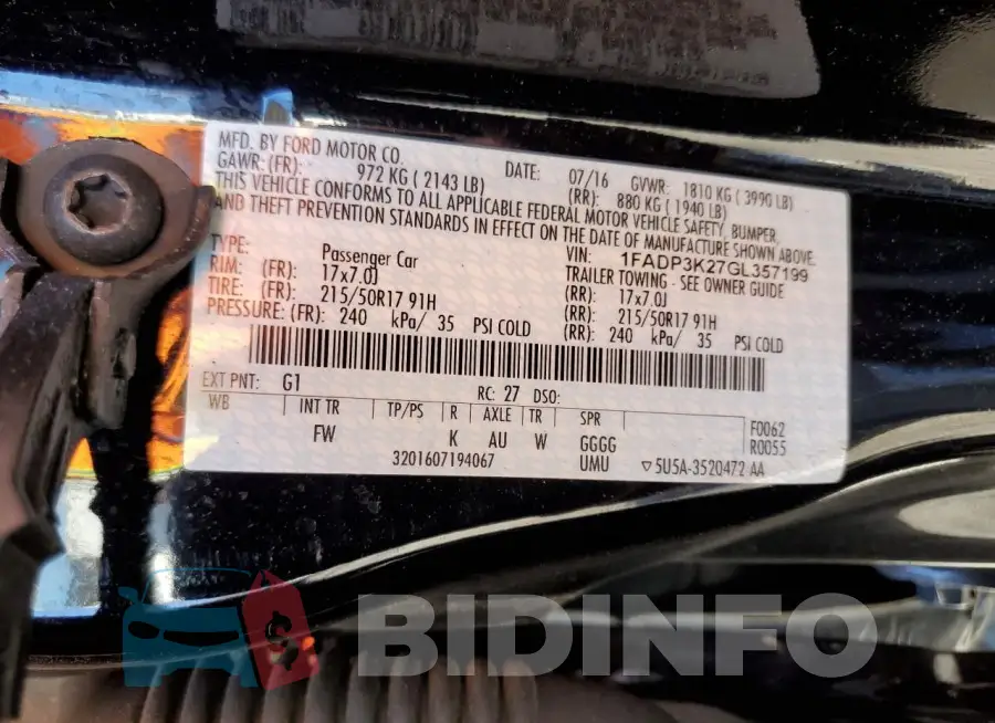 1FADP3K27GL357199 Photo# 12