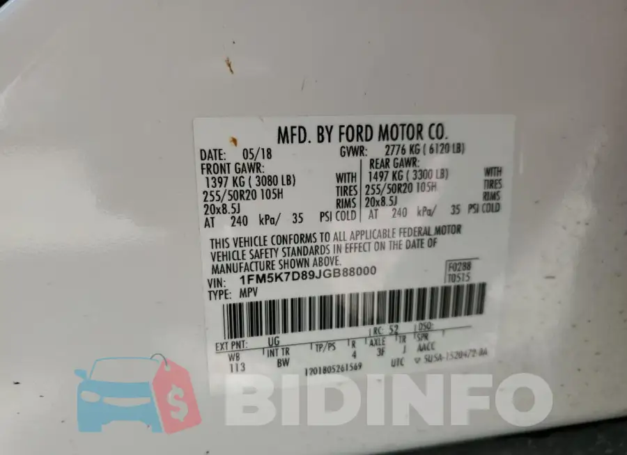 1FM5K7D89JGB88000 Photo# 13