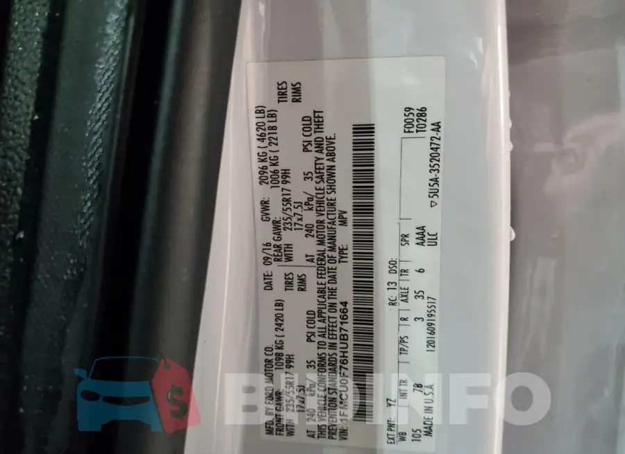 1FMCU0F76HUB71664 Photo# 13