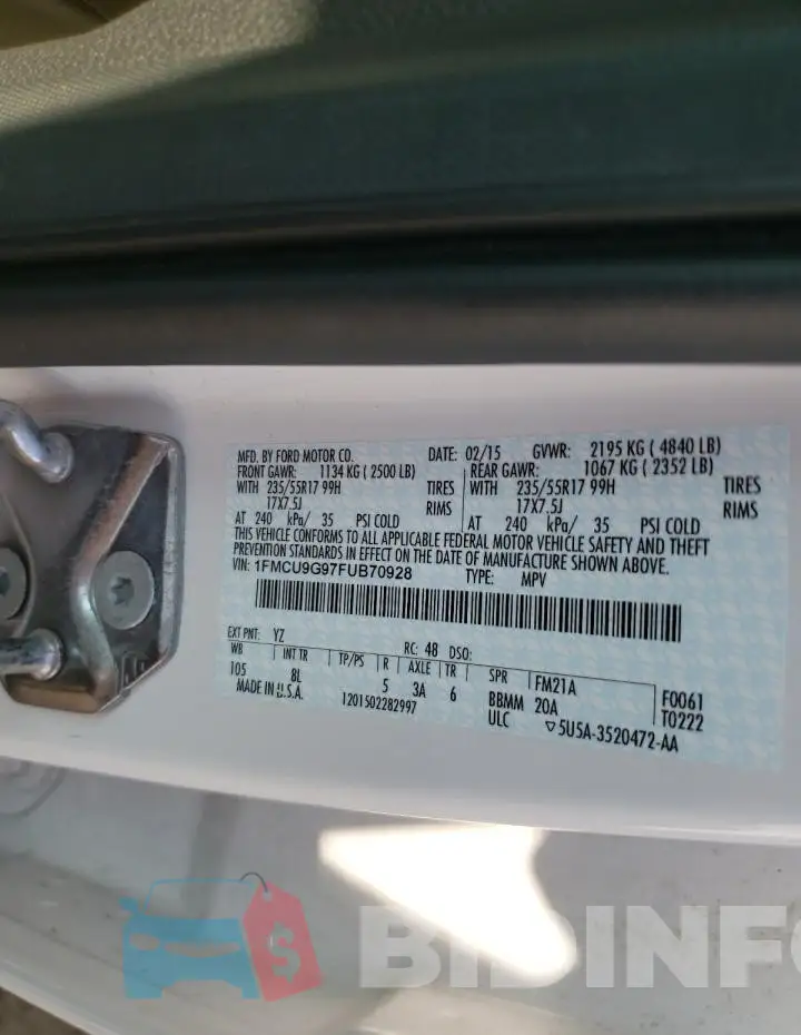 1FMCU9G97FUB70928 Photo# 12