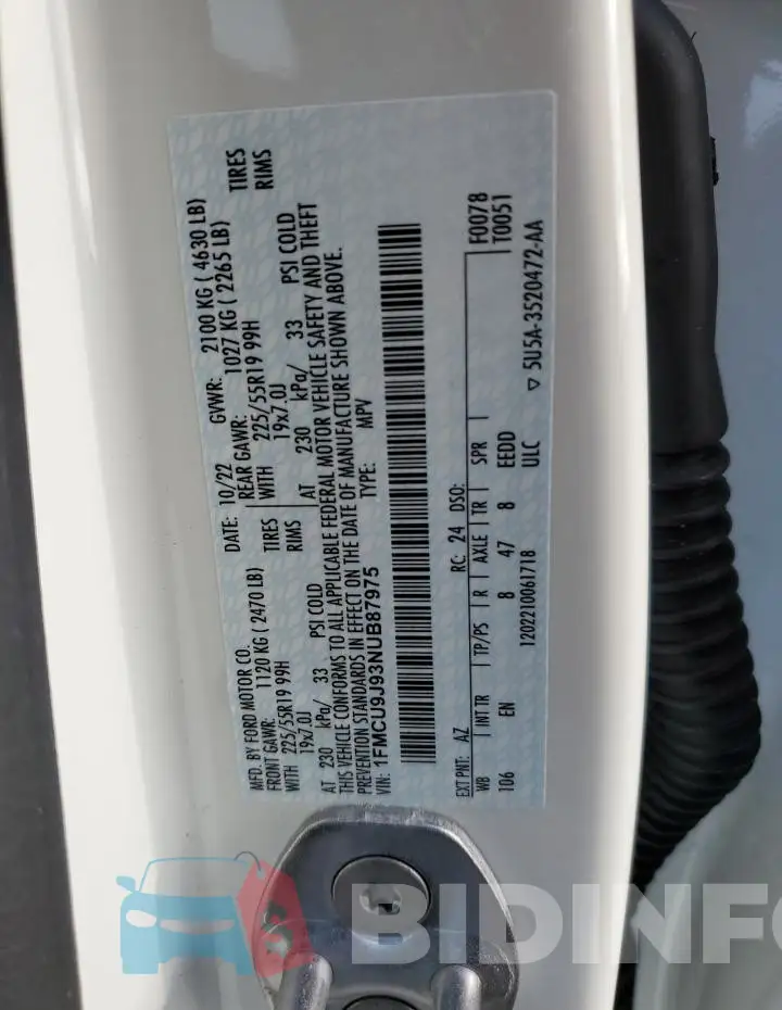 1FMCU9J93NUB87975 Photo# 13
