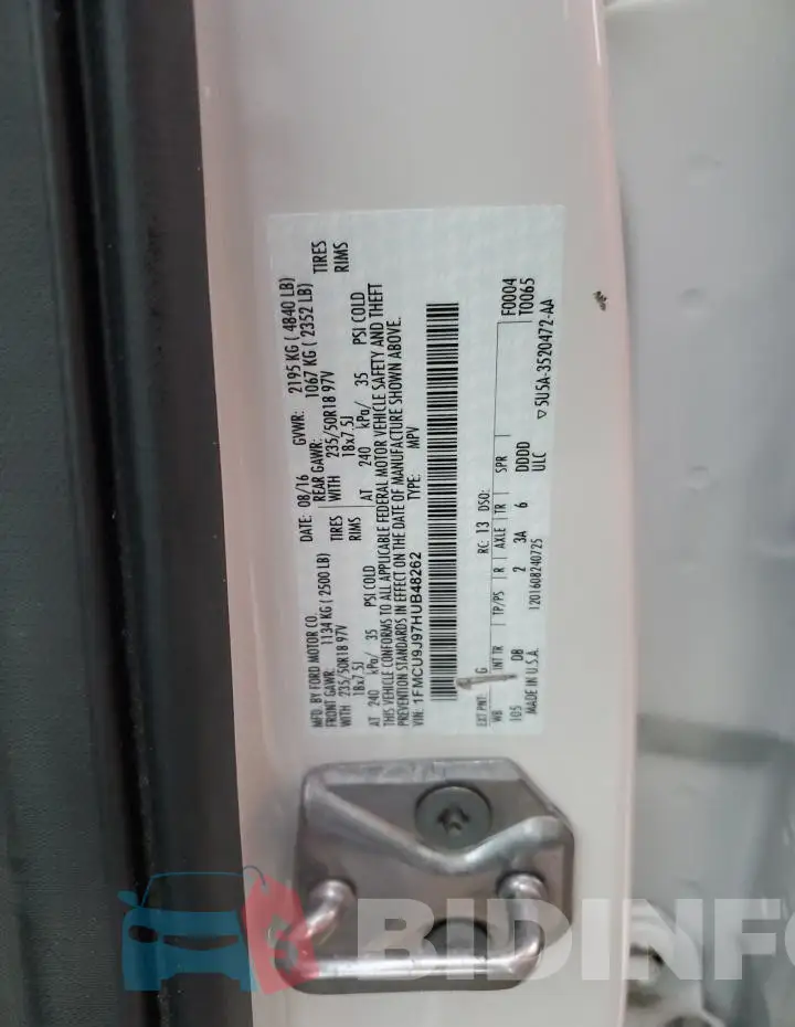 1FMCU9J97HUB48262 Photo# 14