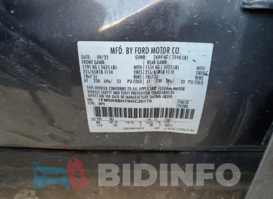 1FMSK8BH7NGC20170 Photo# 13