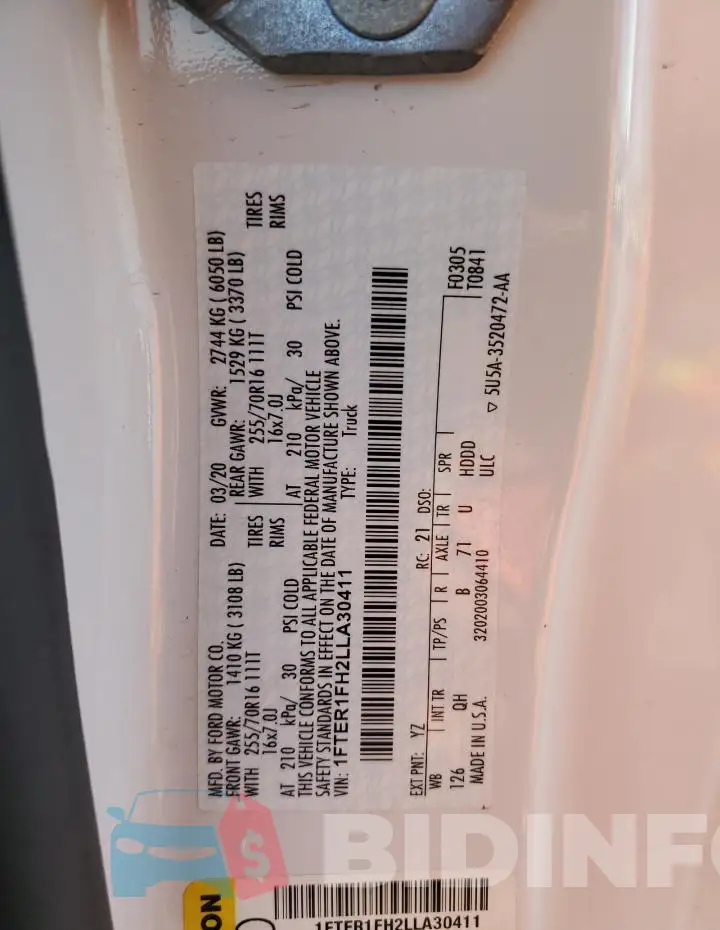 1FTER1FH2LLA30411 Photo# 12