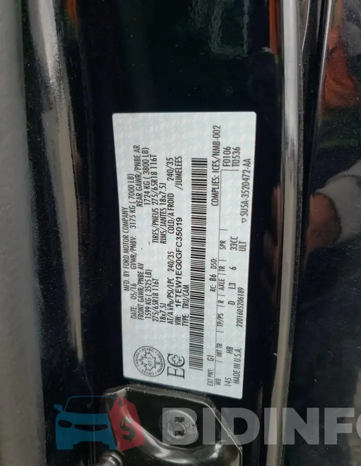 1FTEW1EG0GFC35019 Photo# 12