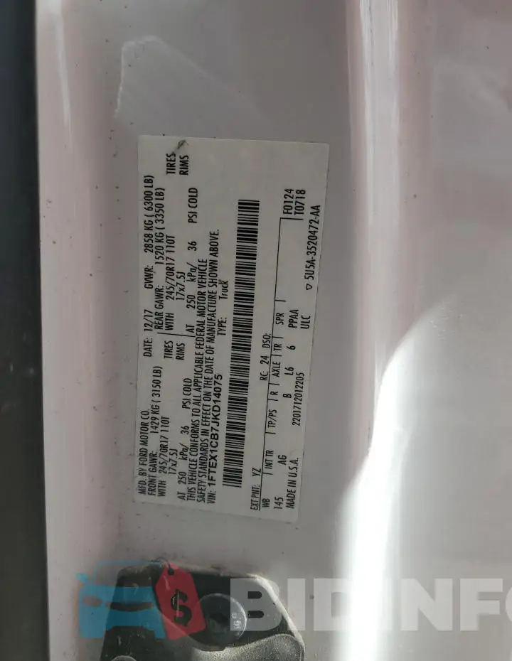 1FTEX1CB7JKD14075 Photo# 14