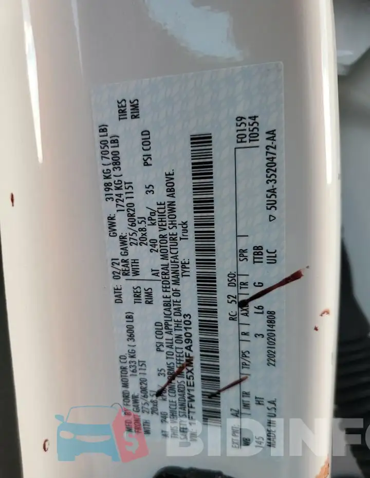 1FTFW1E5XMFA90103 Photo# 12