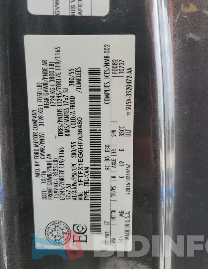 1FTFX1EG6HFA36480 Photo# 12