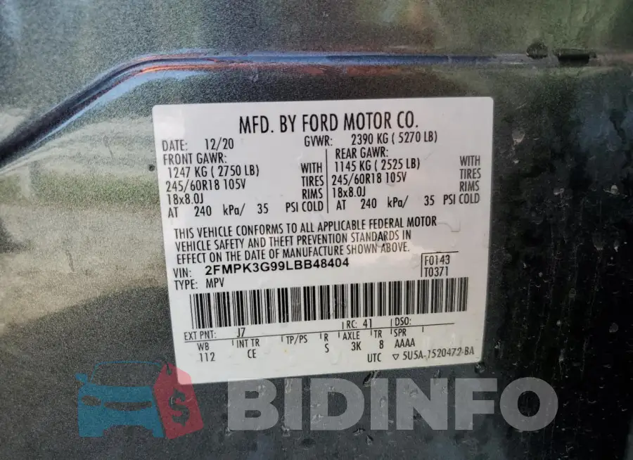 2FMPK3G99LBB48404 Photo# 14