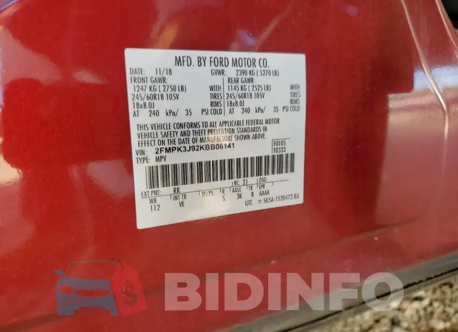 2FMPK3J92KBB08141 Photo# 13