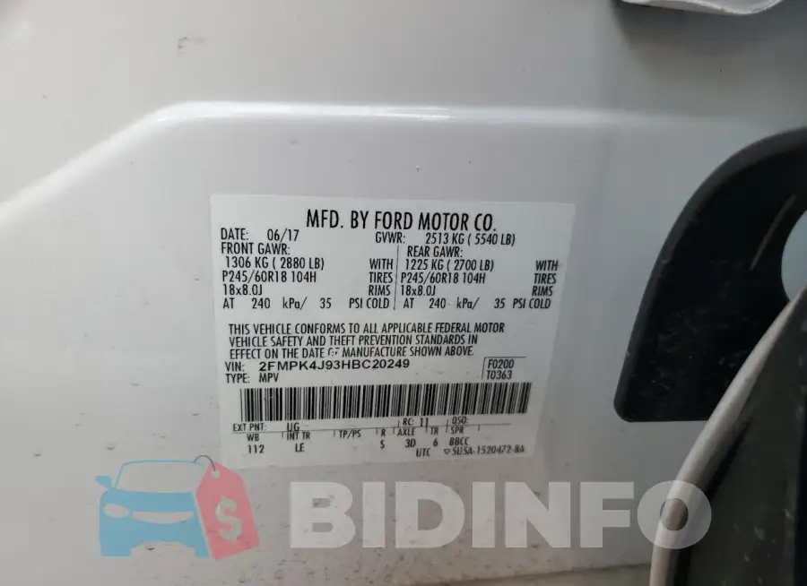 2FMPK4J93HBC20249 Photo# 14