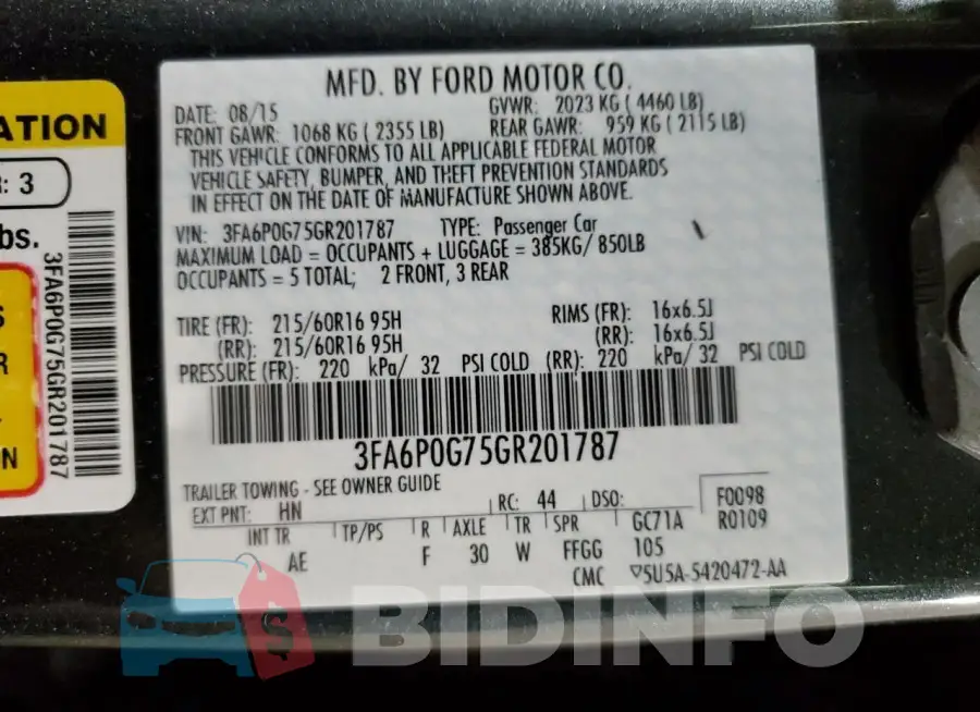 3FA6P0G75GR201787 Photo# 13