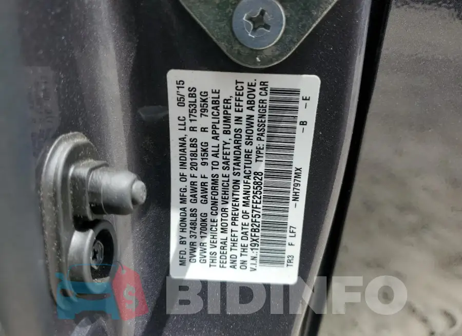 19XFB2F57FE255828 Photo# 13