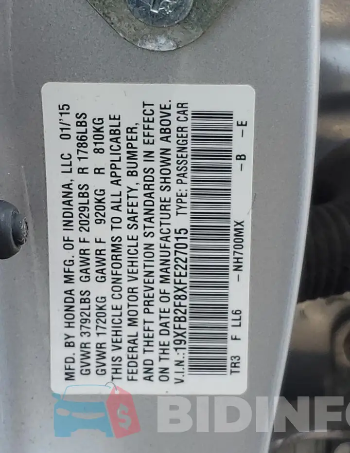 19XFB2F8XFE227015 Photo# 12
