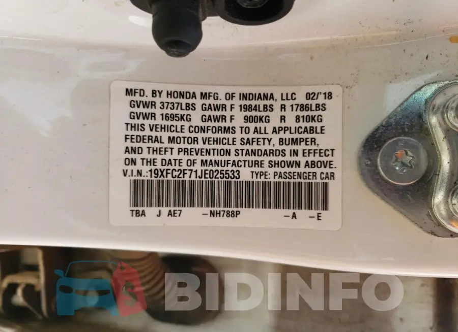 19XFC2F71JE025533 Photo# 12