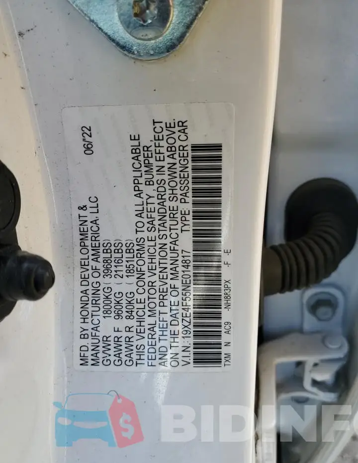 19XZE4F55NE014817 Photo# 12
