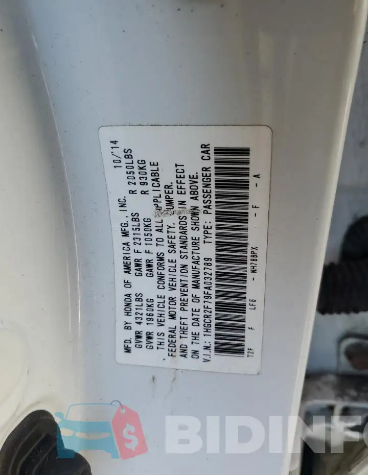 1HGCR2F79FA032789 Photo# 12