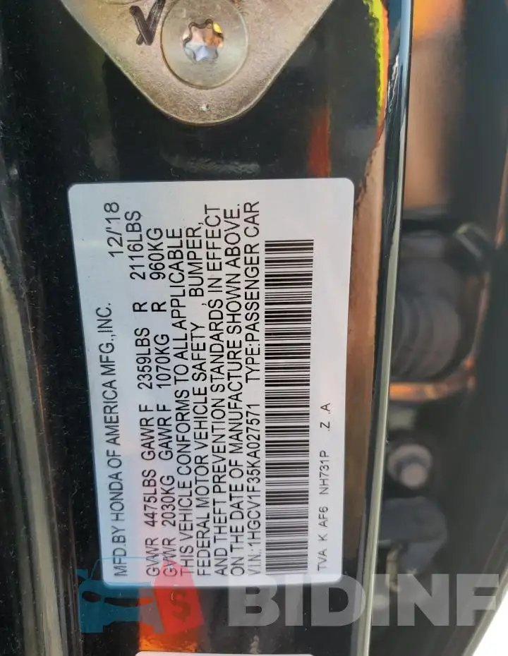 1HGCV1F35KA027571 Photo# 12