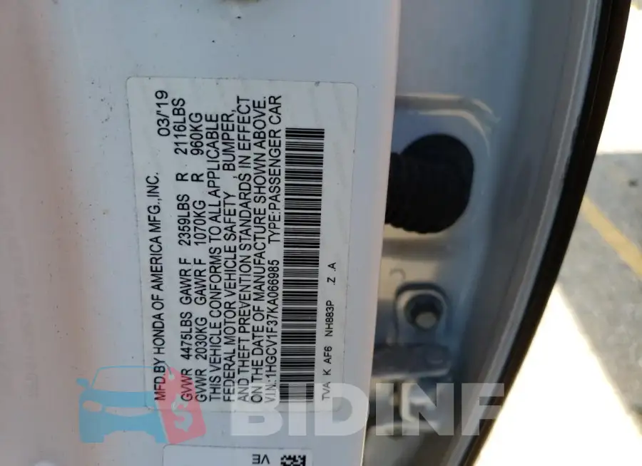 1HGCV1F37KA066985 Photo# 12