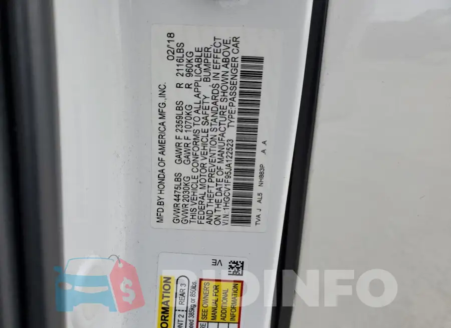 1HGCV1F95JA122523 Photo# 12