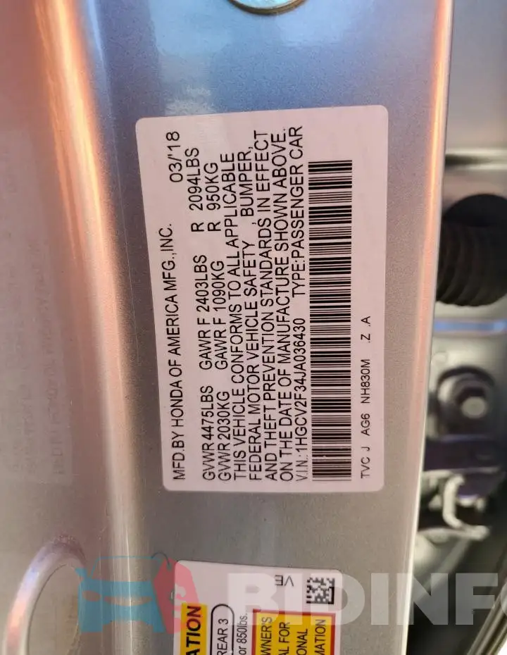 1HGCV2F34JA036430 Photo# 12