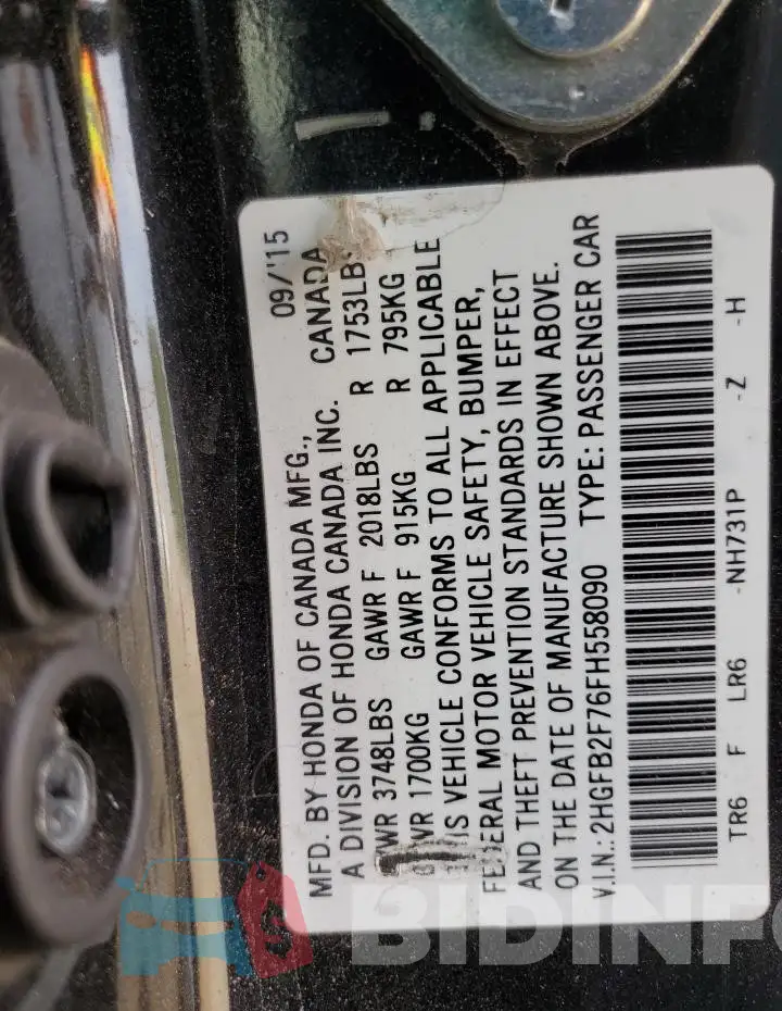2HGFB2F76FH558090 Photo# 12