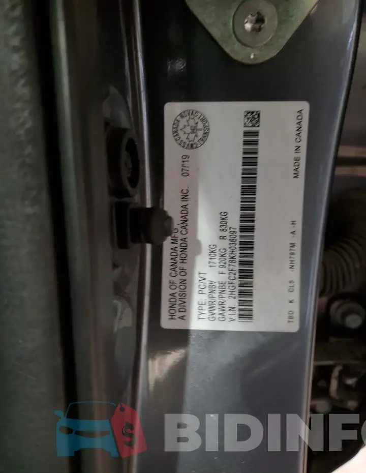 2HGFC2F78KH036097 Photo# 12