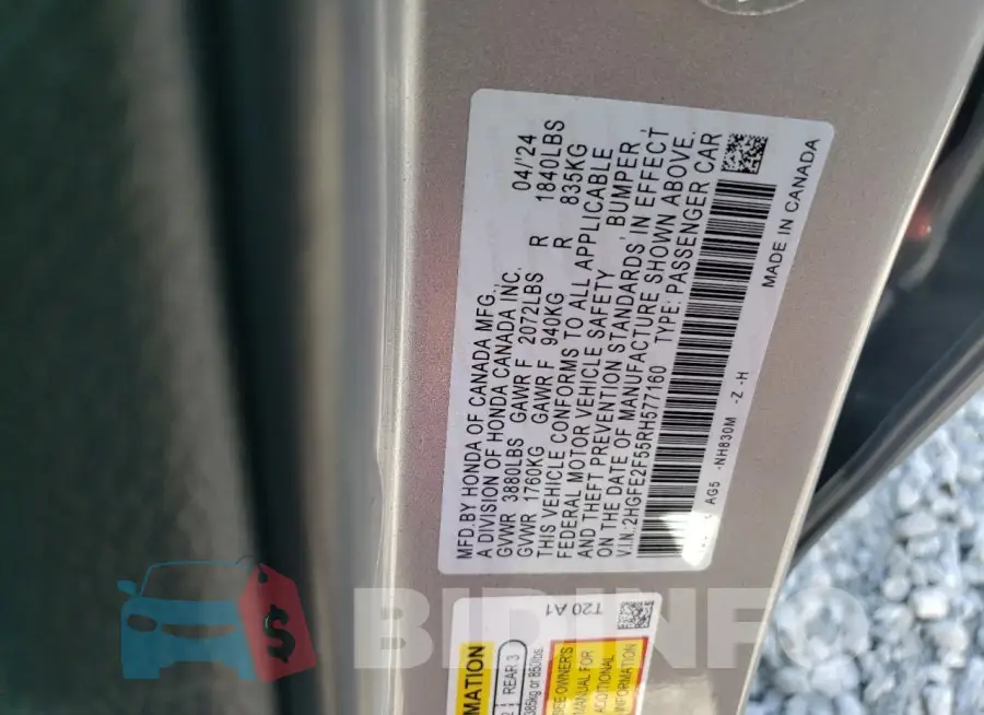 2HGFE2F55RH577160 Photo# 13