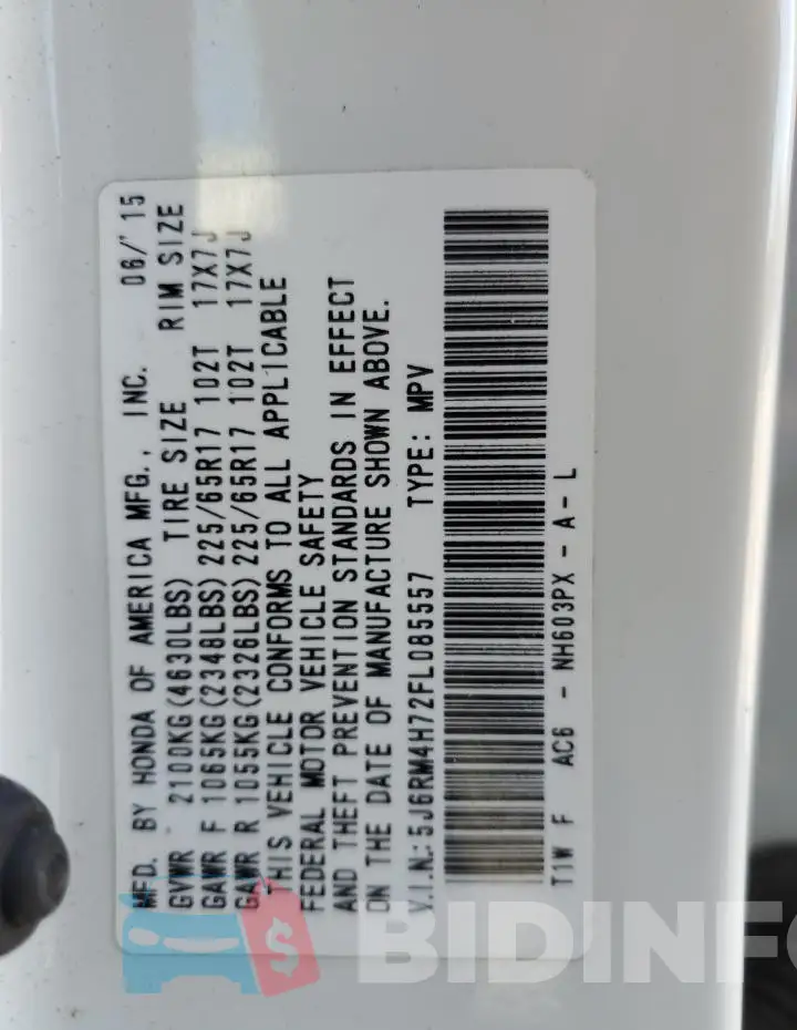 5J6RM4H72FL085557 Photo# 14