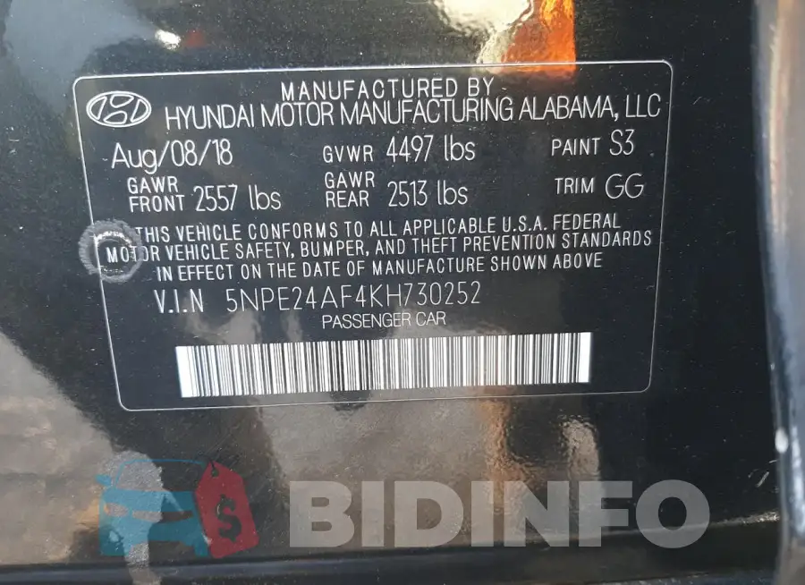 5NPE24AF4KH730252 Photo# 12