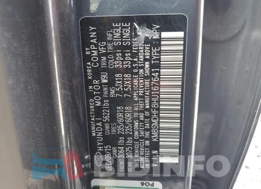 KM8SMDHF8HU167641 Photo# 13