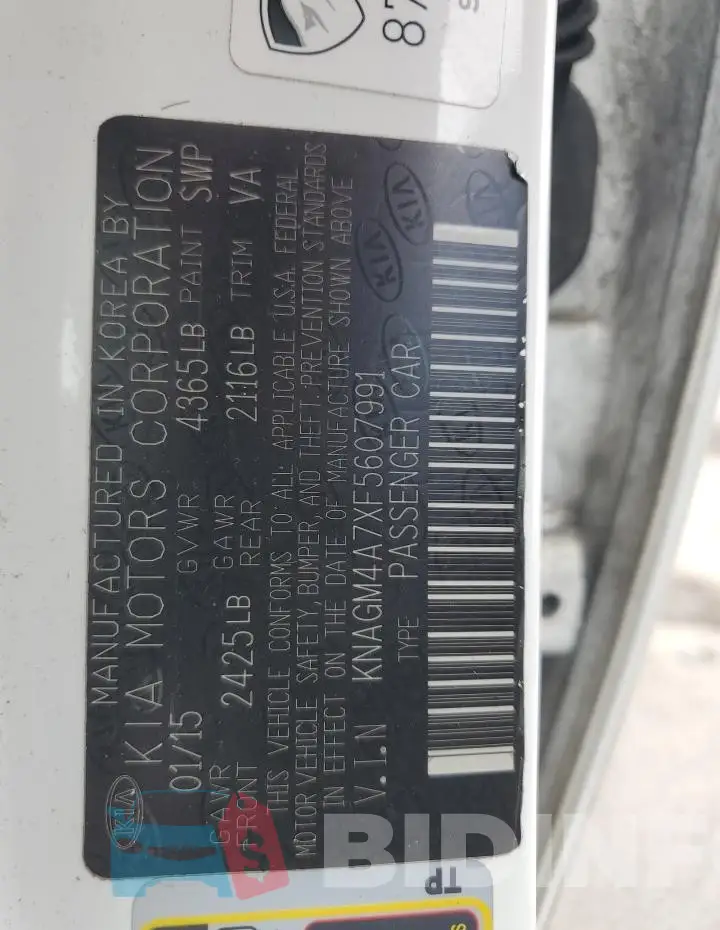 KNAGM4A7XF5607991 Photo# 13