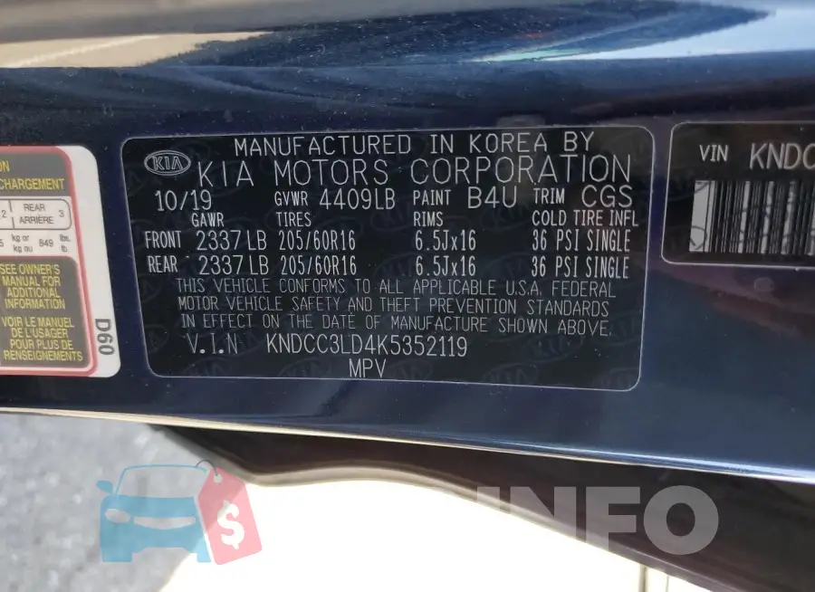 KNDCC3LD4K5352119 Photo# 13