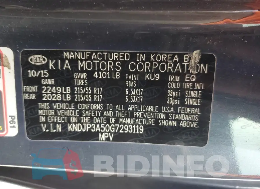 KNDJP3A50G7293119 Photo# 14