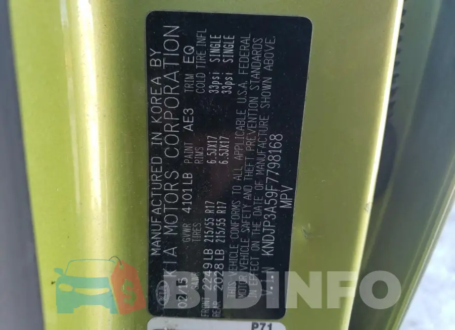 KNDJP3A59F7798168 Photo# 13