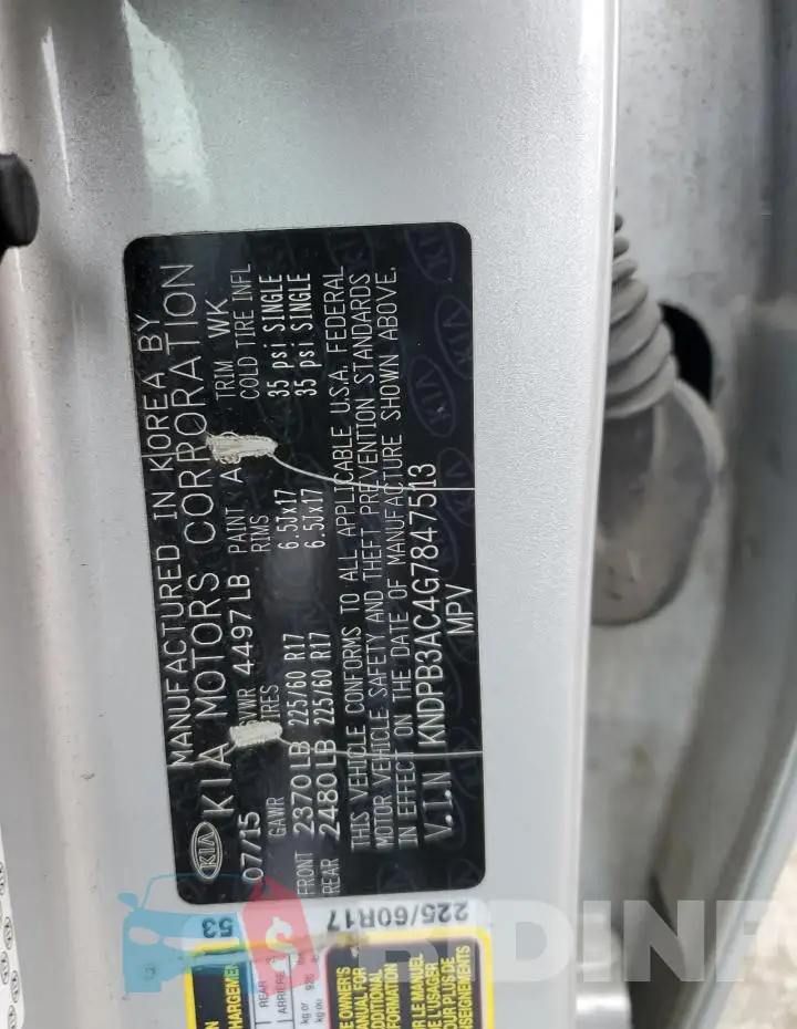 KNDPB3AC4G7847513 Photo# 12