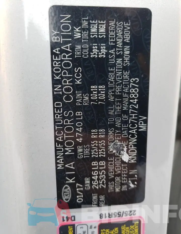 KNDPNCAC7H7248873 Photo# 13