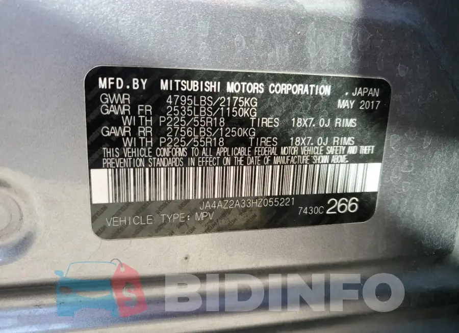 JA4AZ2A33HZ055221 Photo# 13