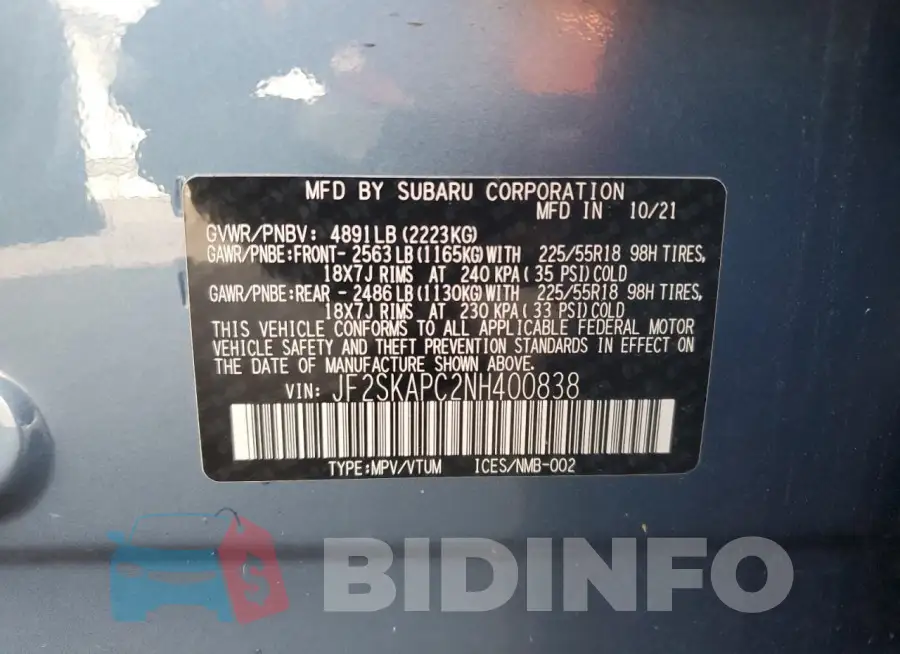 JF2SKAPC2NH400838 Photo# 13