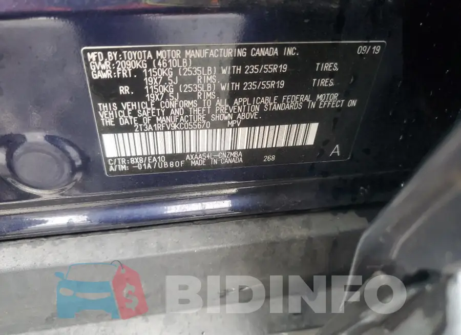 2T3A1RFV9KC055670 Photo# 13