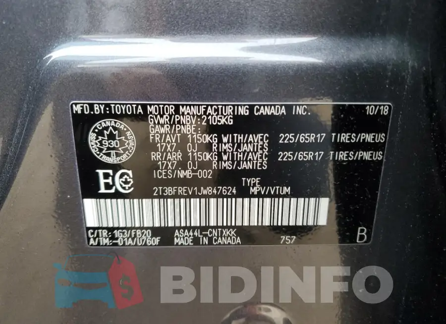 2T3BFREV1JW847624 Photo# 13