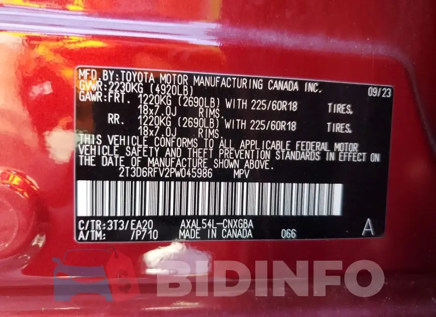 2T3D6RFV2PW045986 Photo# 14