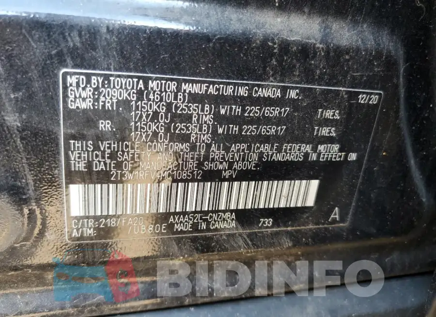 2T3W1RFV4MC108512 Photo# 13