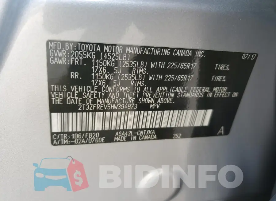 2T3ZFREV5HW394973 Photo# 14