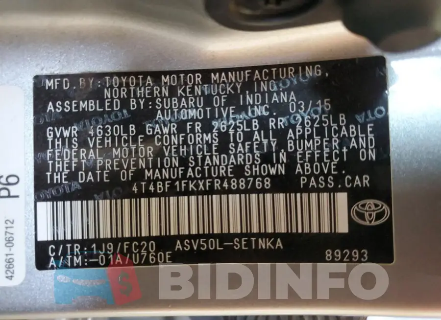 4T4BF1FKXFR488768 Photo# 13