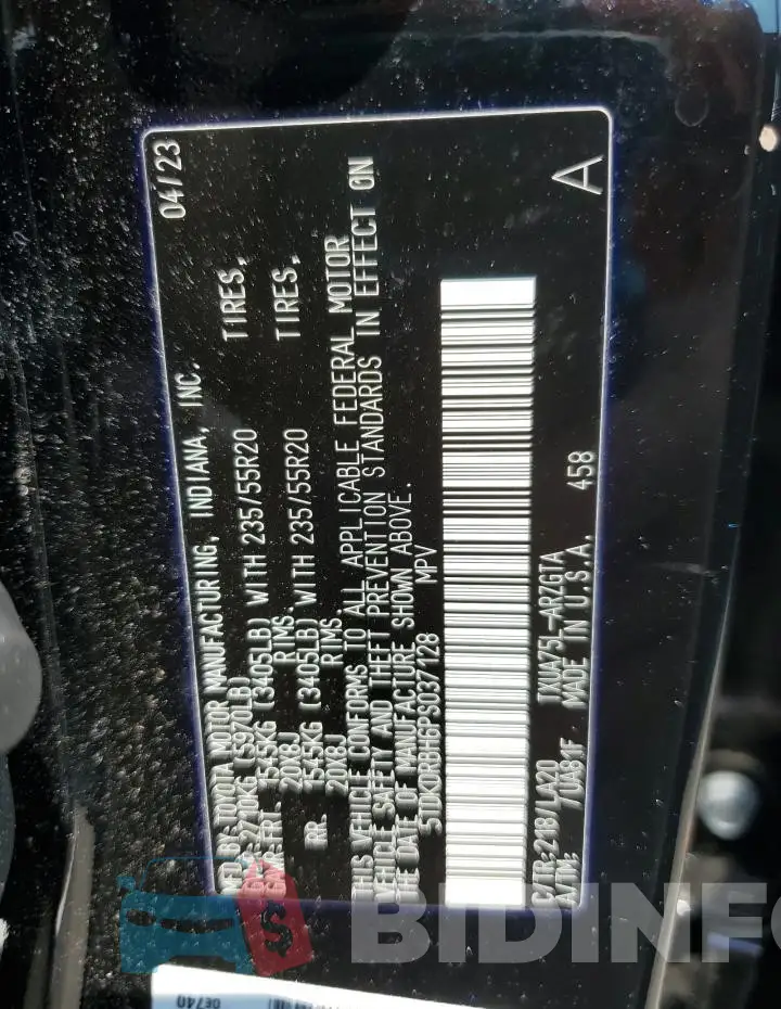 5TDKDRBH6PS037128 Photo# 13