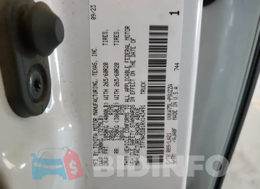 5TFNA5DB1RX143491 Photo# 12