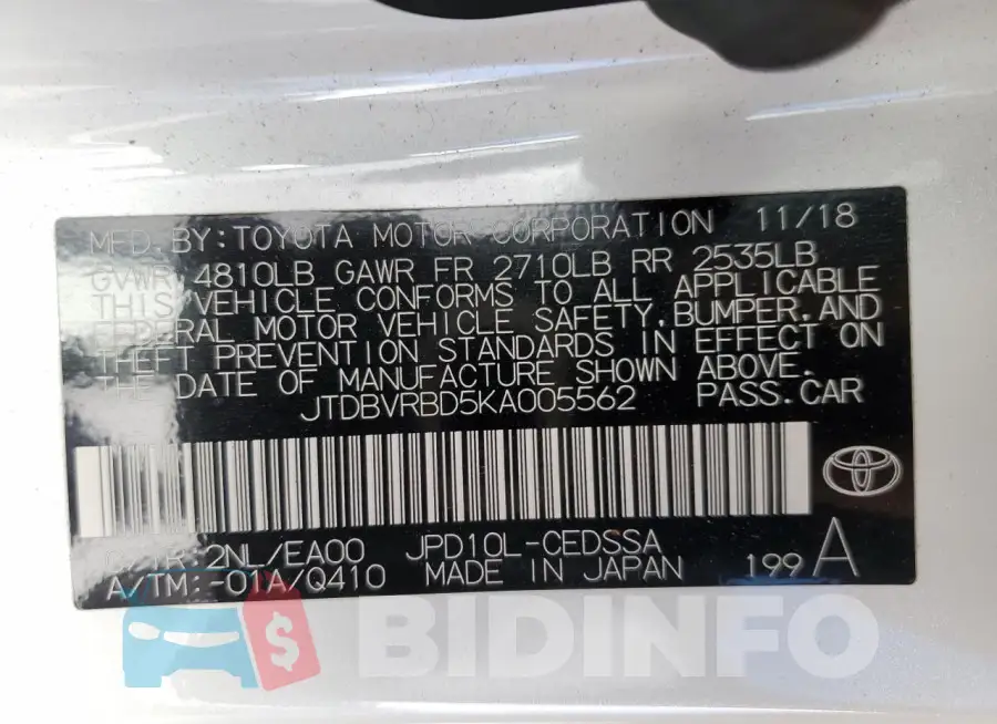 JTDBVRBD5KA005562 Photo# 12